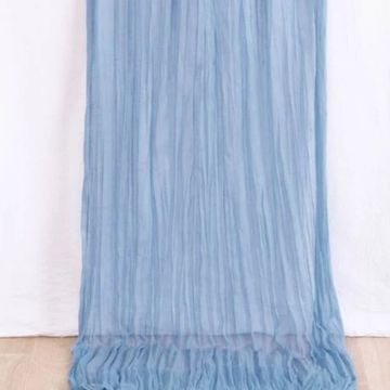 Dusty blue table runner for wedding and event decor.