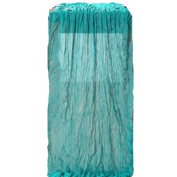 Teal table runner for wedding and event decor.