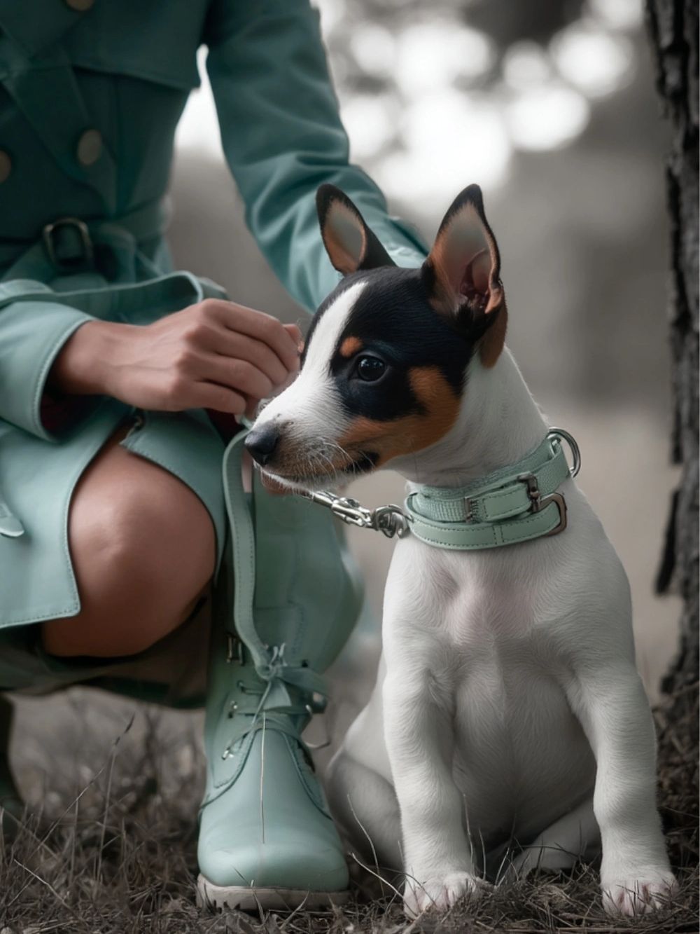 One of the newest breeds recognized by the AKC, a Teddy Roosevelt Terrier puppy with his owner, 