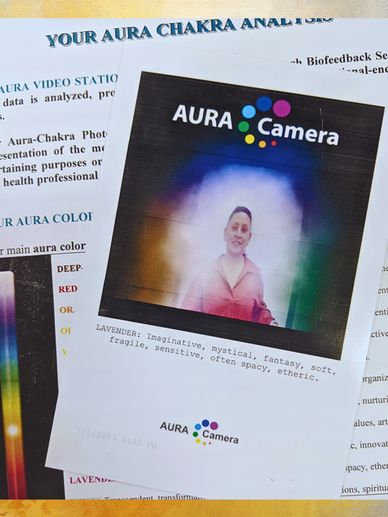 aura photo of a women with a white aura 