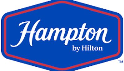 Hampton by Hilton logo in blue and red.