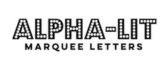 Logo of Alpha-Lit marquee letters with dotted design.