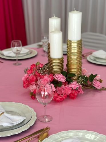 Pink and Gold Candle Centerpiece
