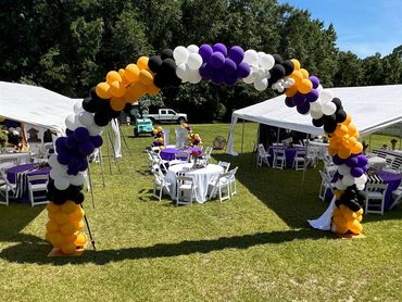 Large Outdoor Balloon Arch between Tents 