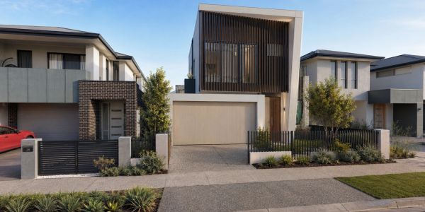Modern house with clean lines and minimalistic design.