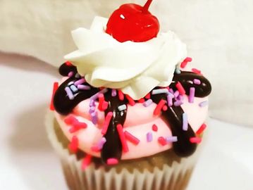 Sweet Cupcake (with nipple cherry) High-Waisted Bikini – pinkbananasparkles