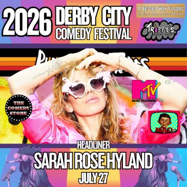 Promotional poster for 2026 Derby City Comedy Festival headlined by Sarah Rose Hyland.