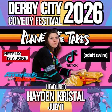 Poster for Derby City Comedy Festival 2026 featuring headliner Hayden Kristal.