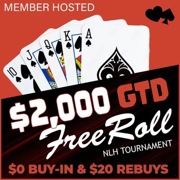 Poker tournament advertisement with a $2,000 guaranteed prize and free entry.