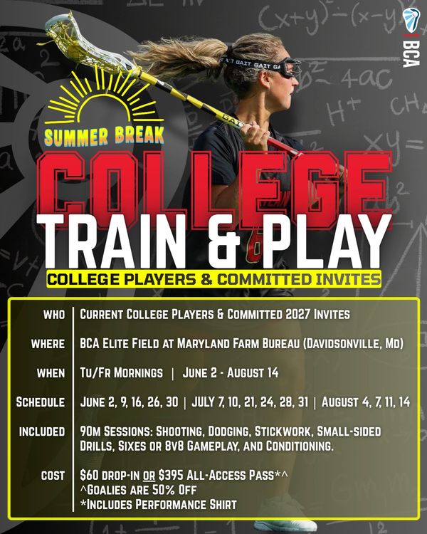 Summer Break College Train &amp; Play lacrosse program for college players and committed invites.