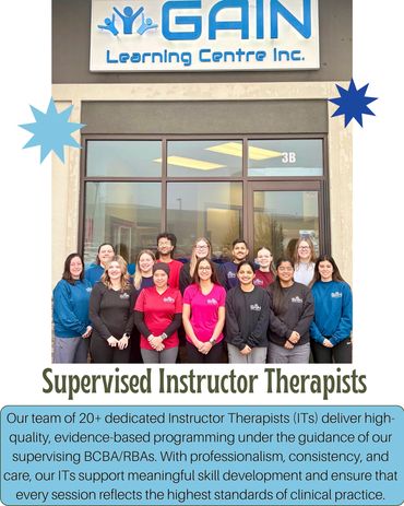 Group photo of supervised instructor therapists outside GAIN Learning Centre.