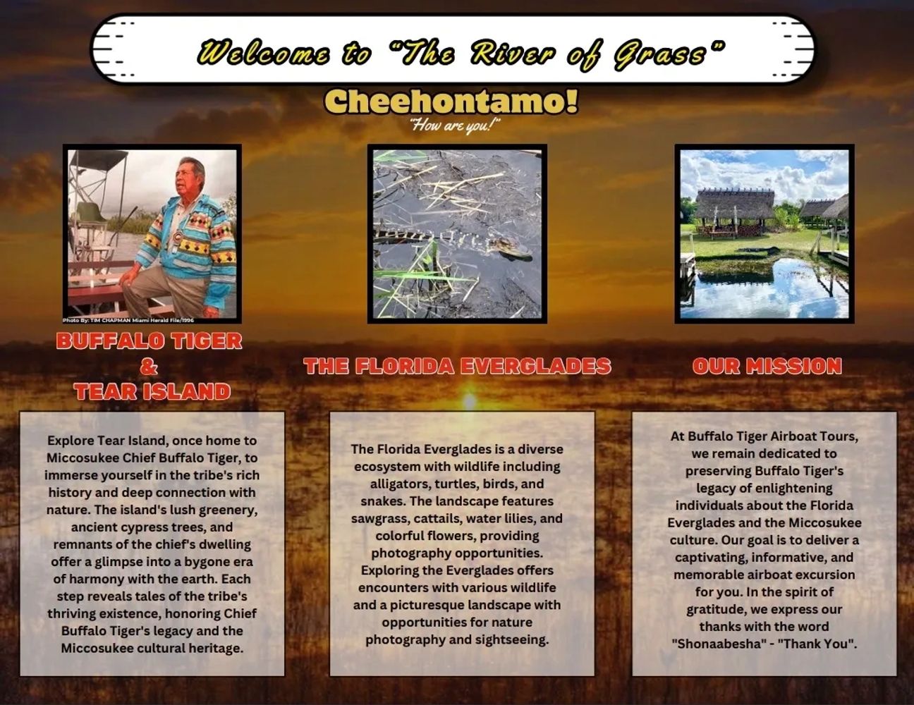 Miccosukee Everglades Historic Airboat Tours and Rides in Miami, Florida