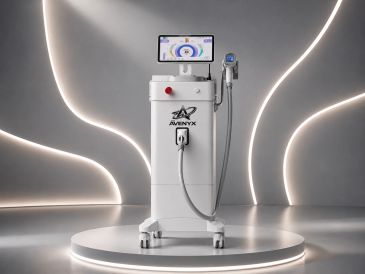 Avenyx medical or aesthetic device with a screen and handheld applicator.