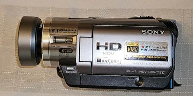 Sony Handycam HD camcorder with 6.1 megapixels and Full HD 1080 recording.
