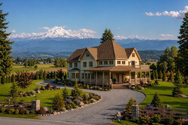 Custom Georgian-style home on acreage in the Fraser Valley, BC featuring approximately 7,300 sq ft 