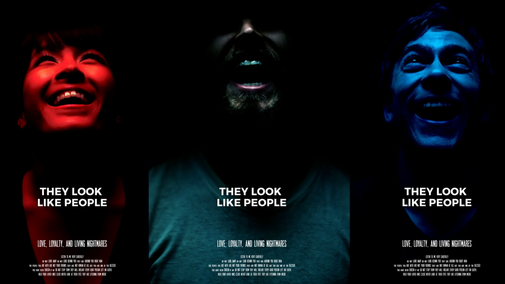 They Look Like People movie poster with Margaret Ying Drake, Macleod Andrews, & Evan Dumouchel