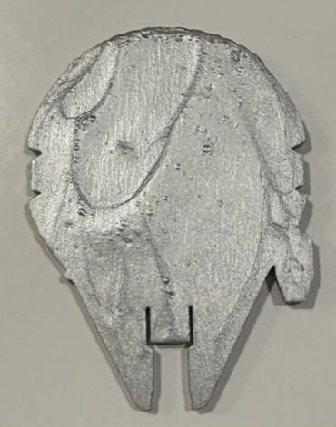 Metallic silver Millennium Falcon