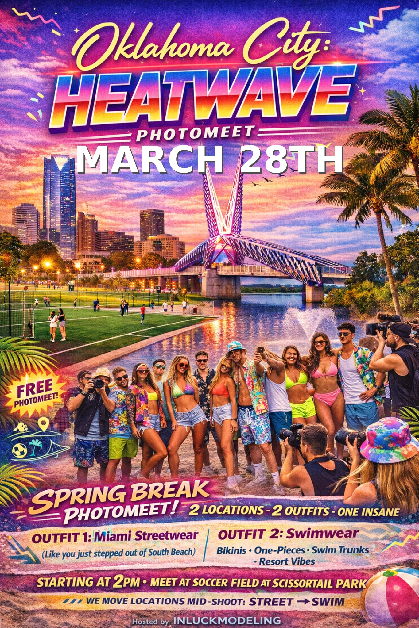 Oklahoma City Heatwave photomeet event on March 28th with vibrant spring break outfits.