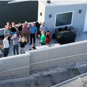 Drone proposal video on a rooftop in Philadelphia. Proposal photography Philly.