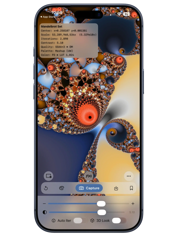 Mandelbrot Metal fractal explorer for iPhone and iPad