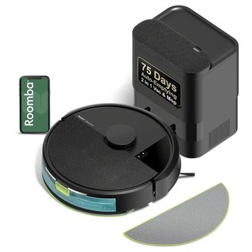 Robot vacuum with mop and automatic dirt disposal system.