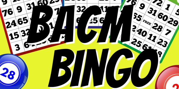 Bingo game with colorful cards and balls.