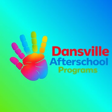 Colorful handprint logo for Dansville Afterschool Programs on a blue-green background.