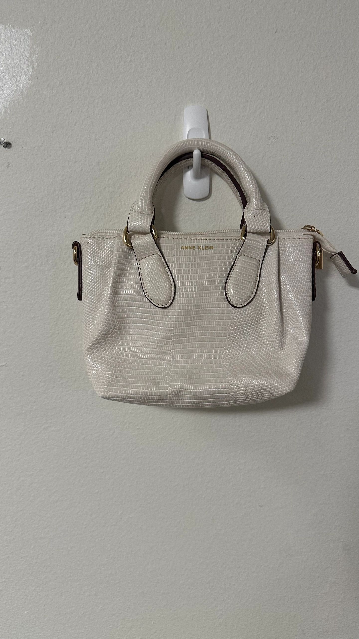 Anne Klein white handbag with gold hardware