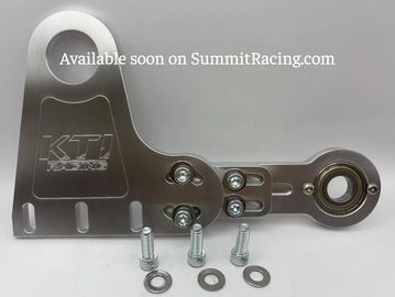 Metal bracket with bolts and washers on a gray background.