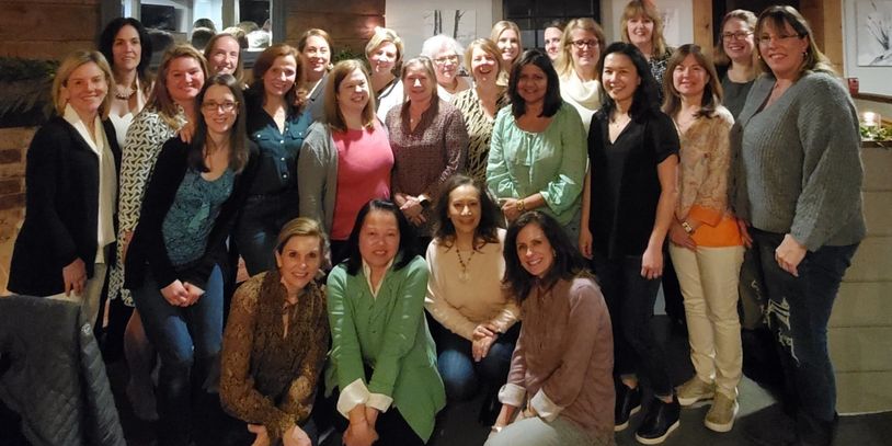 Group photo of Southbury Women's Club members from our 2023 installation dinner. 