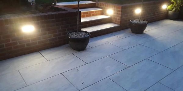 wall accent lighting on a new patio