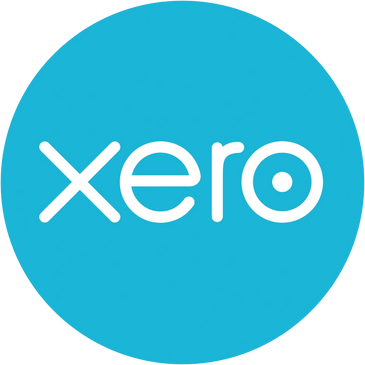 Xero logo with white text on a blue circular background.