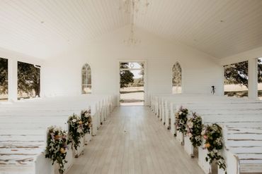Wedding chapel with flowers