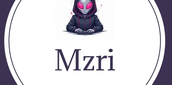 Logo featuring a hooded alien with glowing pink eyes and the text 'Mzri Since 2025'.