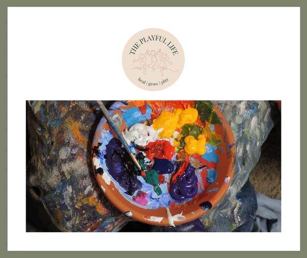Paint squeezed onto a surface as commonly found in play therapy sessions.