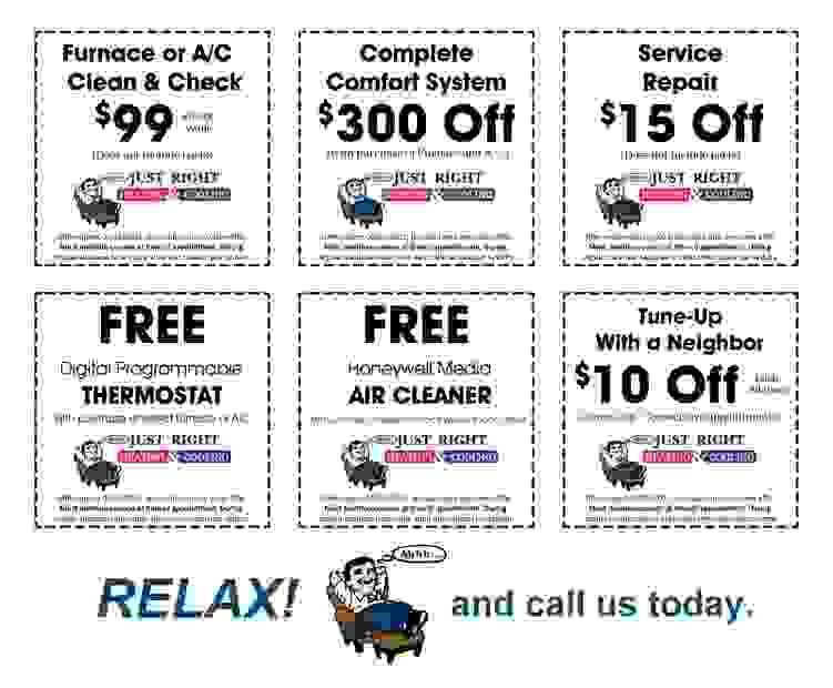 Special Offers Just Right Heating & Cooling