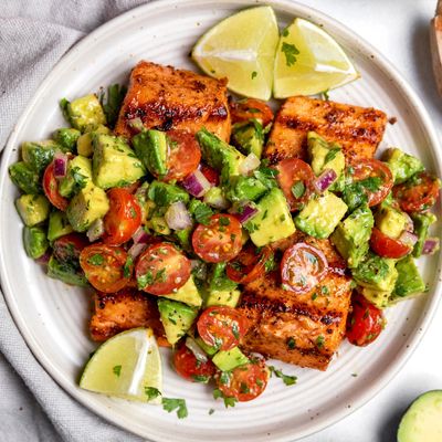 Crispy Pan Seared Salmon with Avocado Salsa