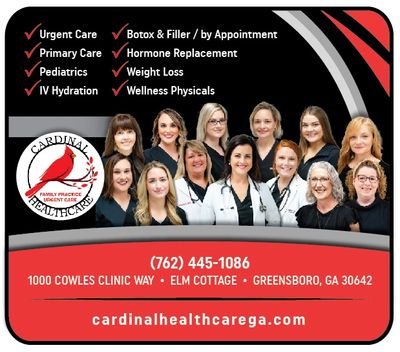 primary urgent care cardinal health care 
Serving the Lake Oconee, Eatonton, Greensboro
