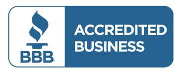 BBB Accredited Business logo in blue and white.