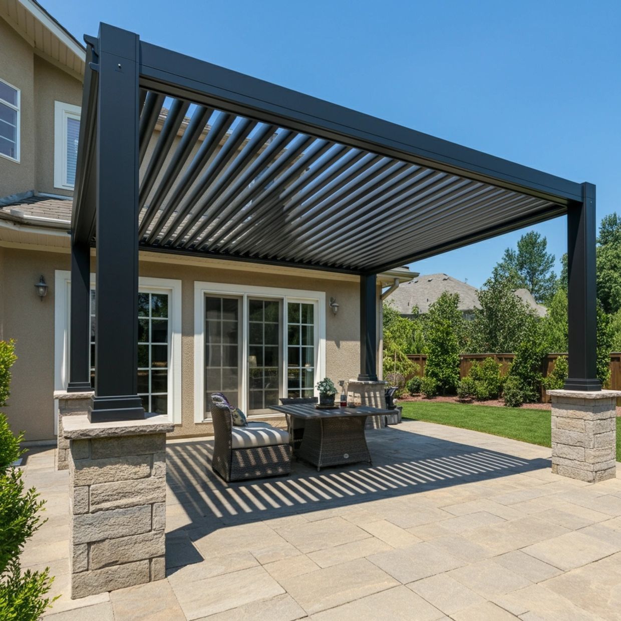 Black Aluminum Louvered Pergola