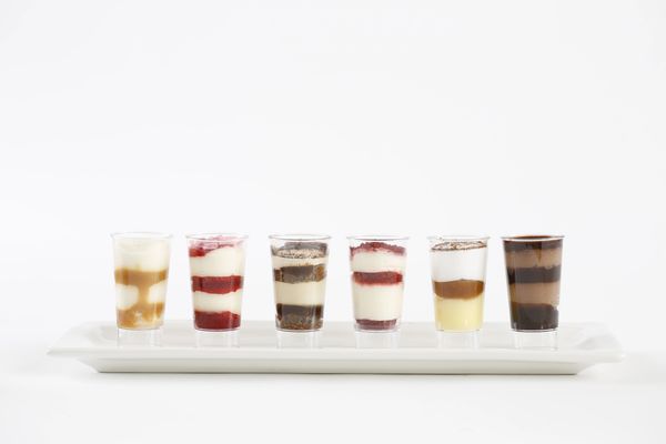 Dulce De Leche, Red Velvet, Hazelnut, Creme Brule, Chocolate Mousse Dessert Shots