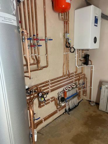 Boiler room installed by us with products from the Worcester Bosch range