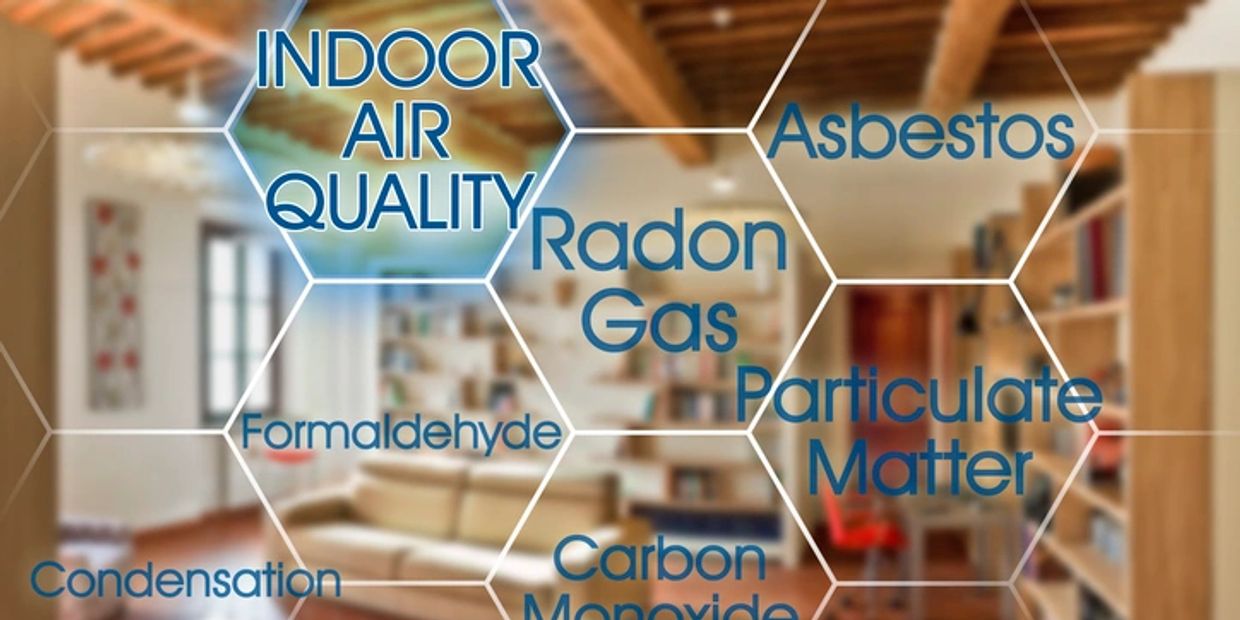 Illustration highlighting indoor air quality concerns in a cozy living room.