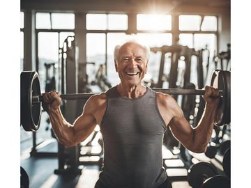 old man enjoying his workout