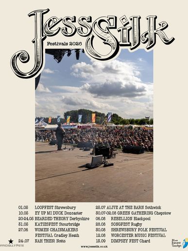Live music festival poster for Jess Silk Festivals 2026.