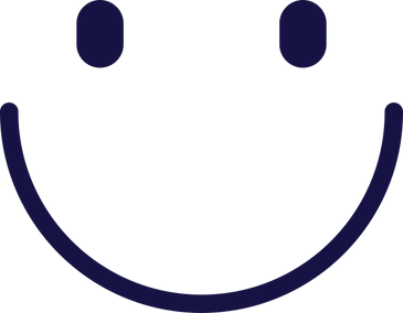 A simple navy blue smiley face on a transparent background.