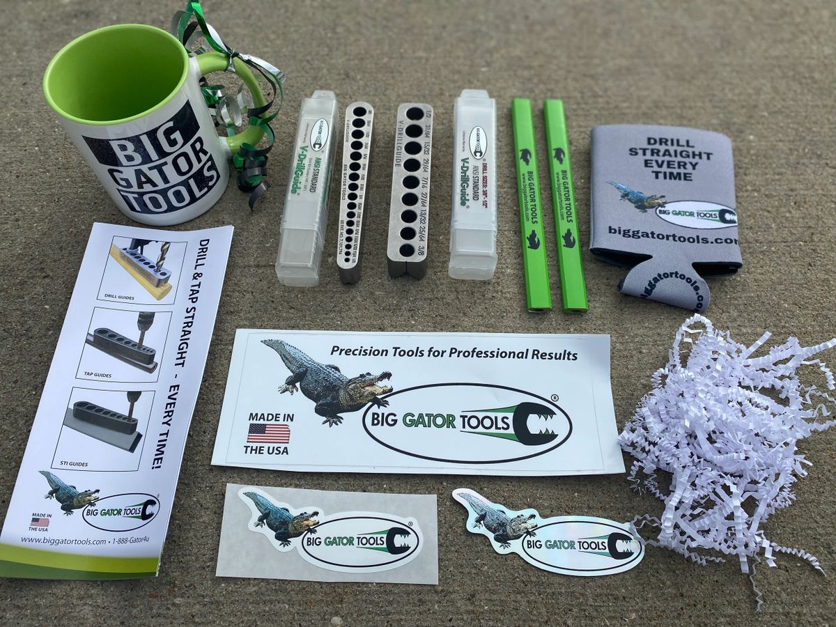 Drill Gift Set 2 tools, 2 carpenter pencils, mug, can cooler, stickers