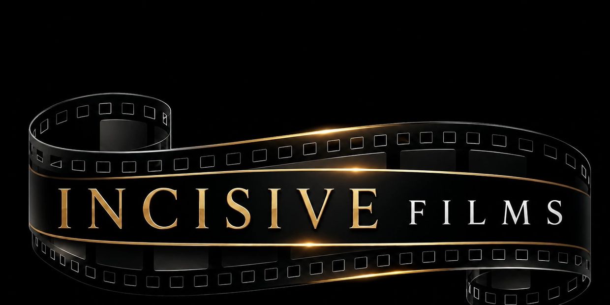 Logo of Incisive Films with a sleek film strip design.