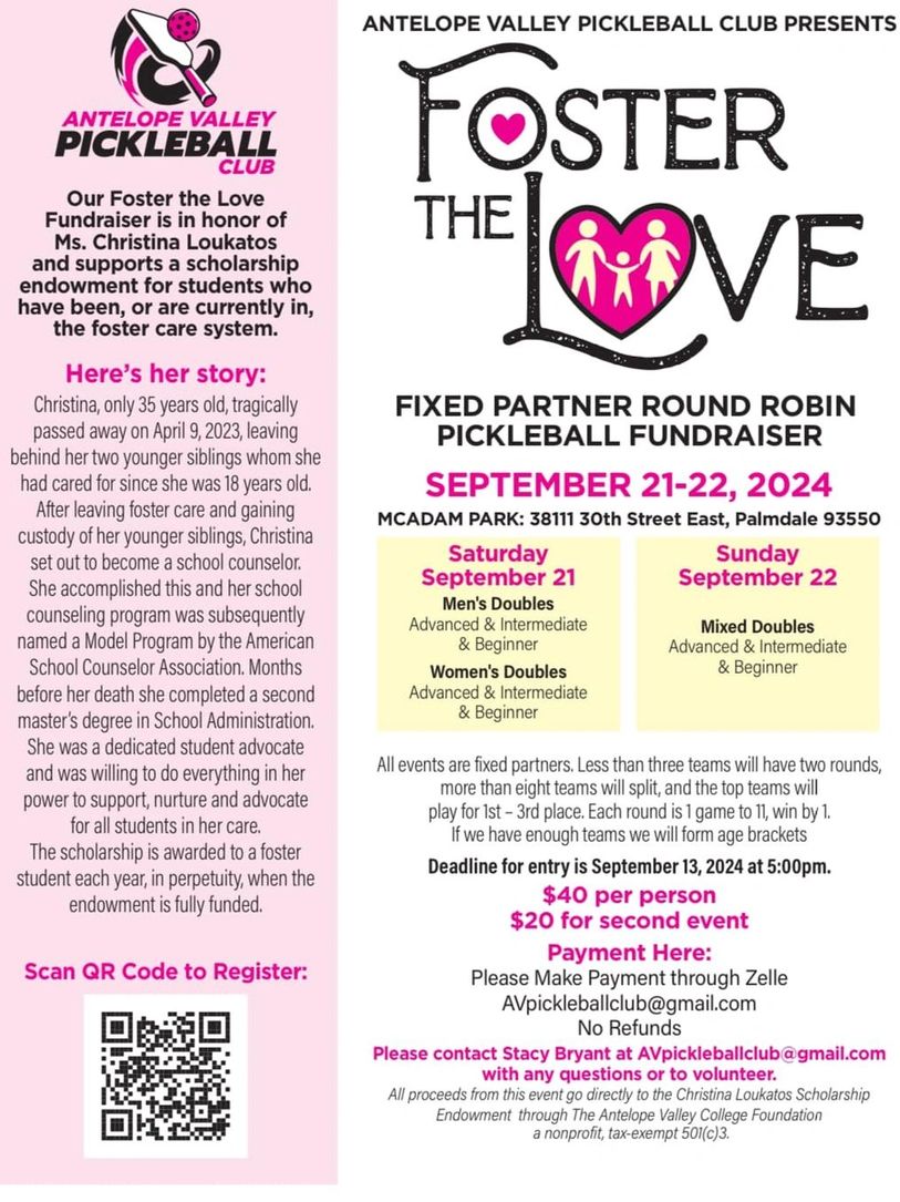 Our Foster the Love Fundraiser is in honor of Ms. Christina Loukatos and supports a scholarship endo