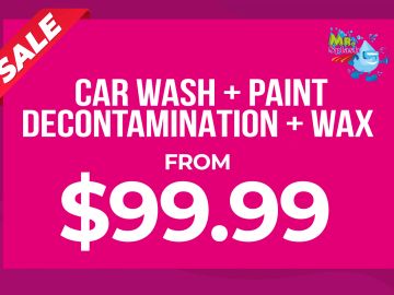 Sale on car wash, paint decontamination, and wax starting at $99.99.